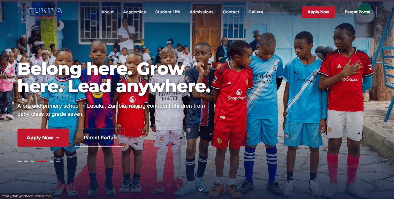 The Tukiya Schools website homepage